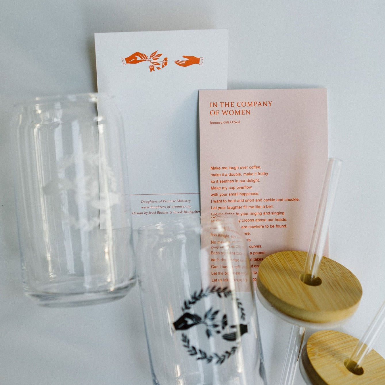 Company of Friends 16 oz. Glass Tumbler (with lid & straw)