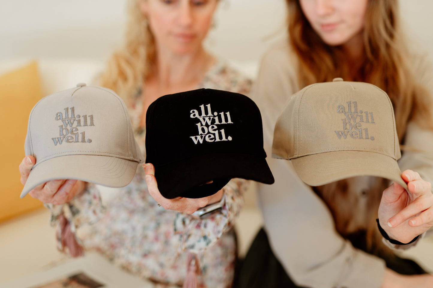 All Will Be Well Embroidered Hat | Black, Sand, Light Gray