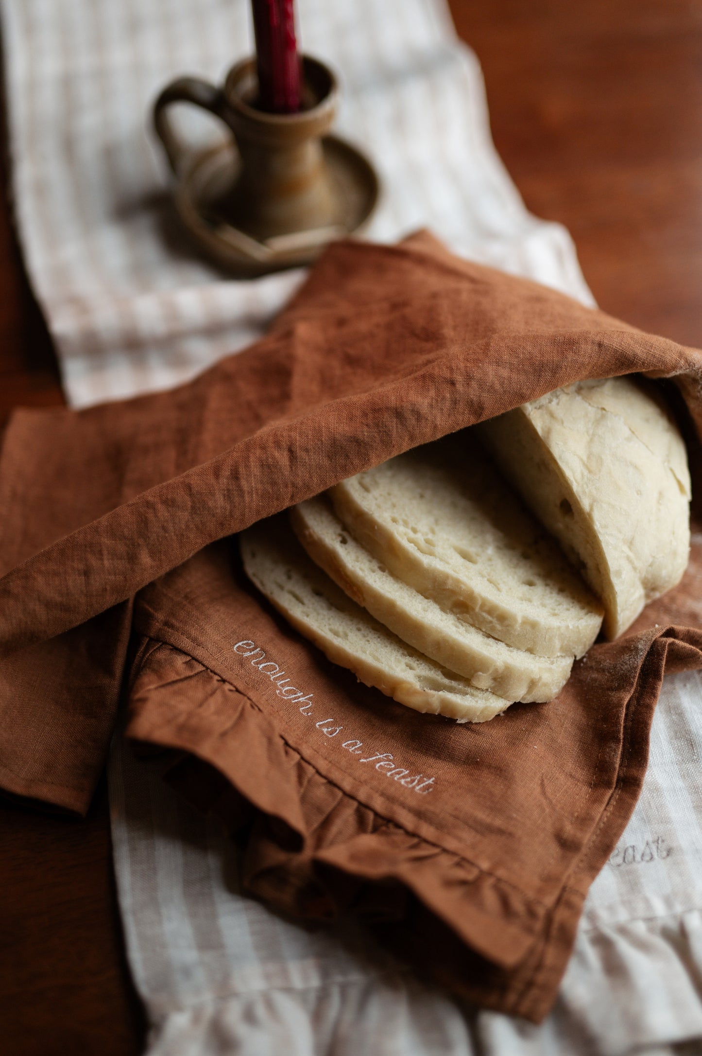 Linen Tea Towel - "Enough is a Feast"