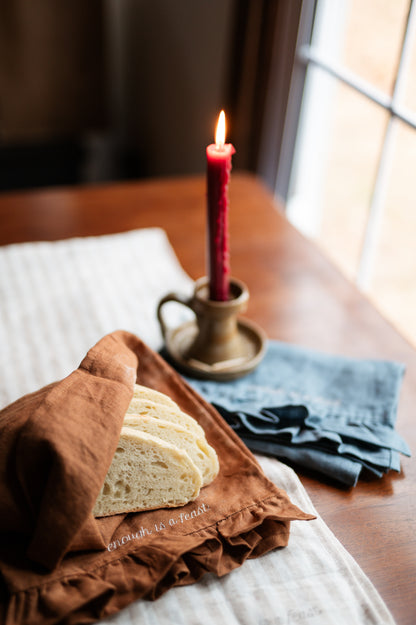 Linen Tea Towel - "Enough is a Feast"