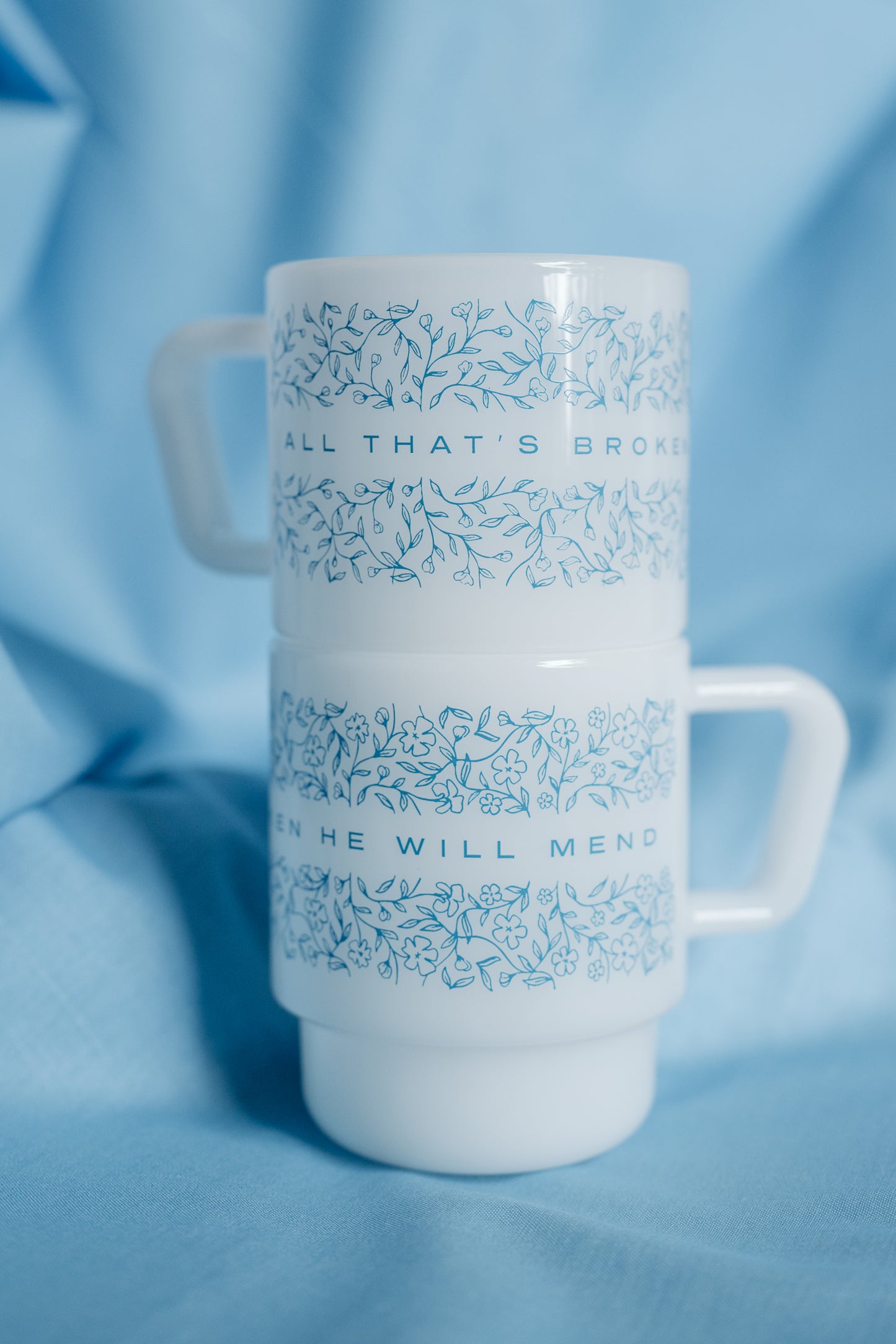 He Will Mend Milk Glass Mug - 8oz.